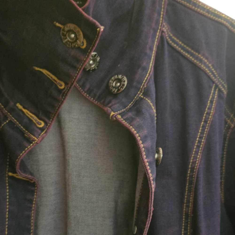 Ashley Stewart Purple Jean Jacket with Contrast Stitching